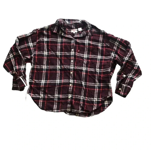 Womens Levi’s Relaxed Fit Plaid Long Sleeve Button Down Shirt Size XL - Picture 1 of 9